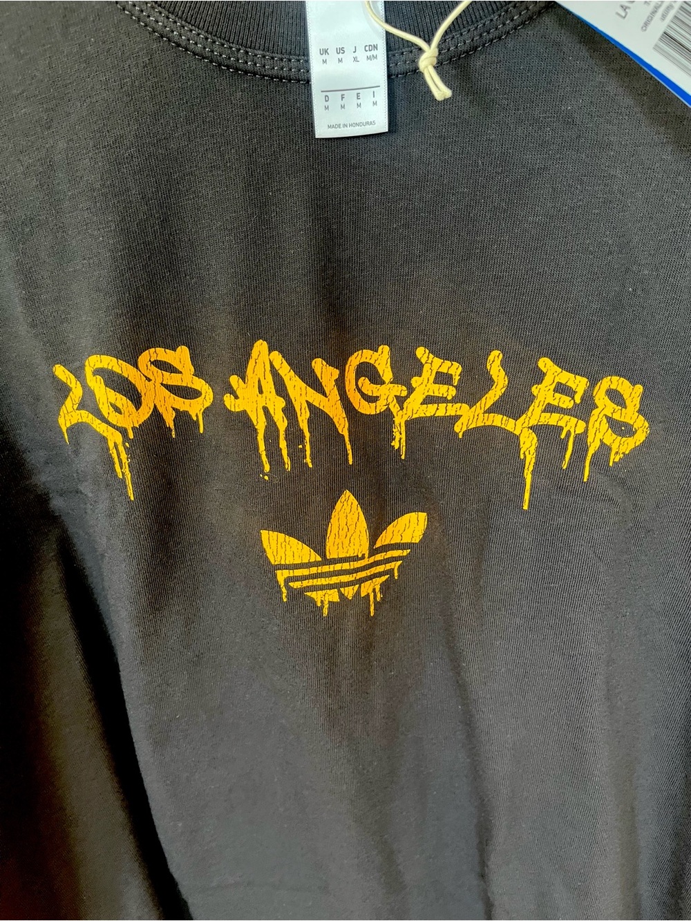 Adidas Black Tee with Yellow Graffiti Logo